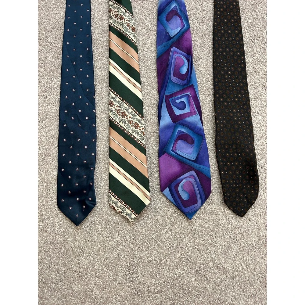 90s Formal Neckties Mens OS Multicolor Excellent Silk Abstract Striped Lot 4